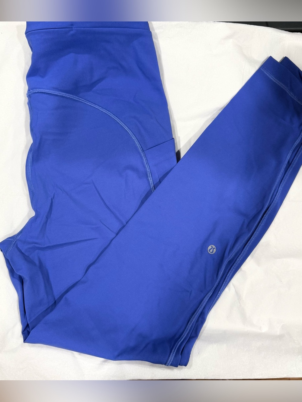 Lululemon Fast & Free High Rise 7/8 Leggings Blue Size 10 Side Pockets